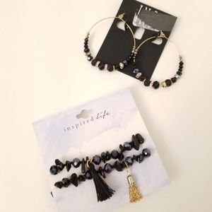 2-Piece JEWELRY BUNDLE, Black/Goldtone